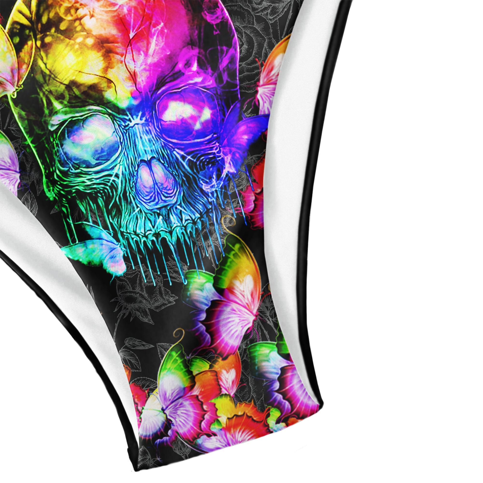 Neon Skull Butterfly Micro Triangle Bikini Swimsuit - Wonder Skull