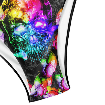 Neon Skull Butterfly Micro Triangle Bikini Swimsuit - Wonder Skull