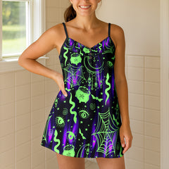 Electric Spiderweb Moon Magic Short Cami Dress