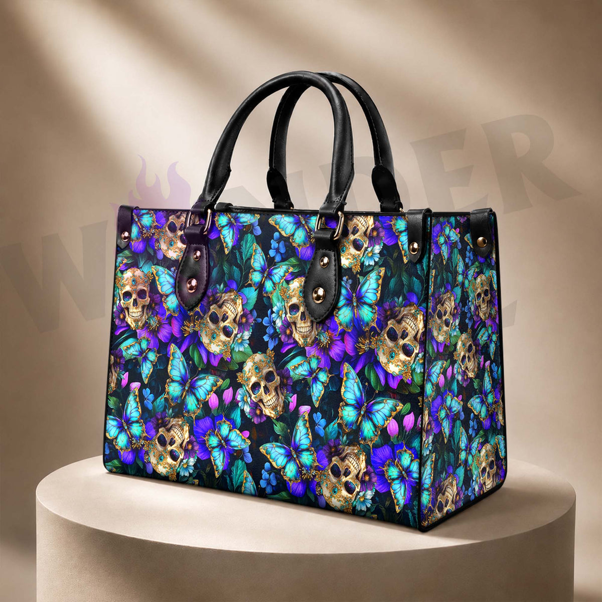 Wonder Skull structured tote bag solves the "I can't find anything in my bag" problem. The roomy interior fits your tablet, phone, wallet, water bottle, umbrella, and cosmetics — without the overstuffed look. Multiple interior pockets keep everything organized, so you're never digging around at checkout. Reinforced rivet corners and quality metal hardware ensure the bag holds up to daily use. Whether you're heading to work, running errands, or catching a flight, this tote keeps you looking put-together.