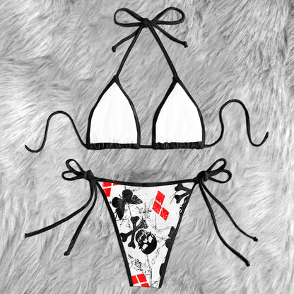 Vintage Grunge Skull Butterfly Micro Triangle Bikini Swimsuit