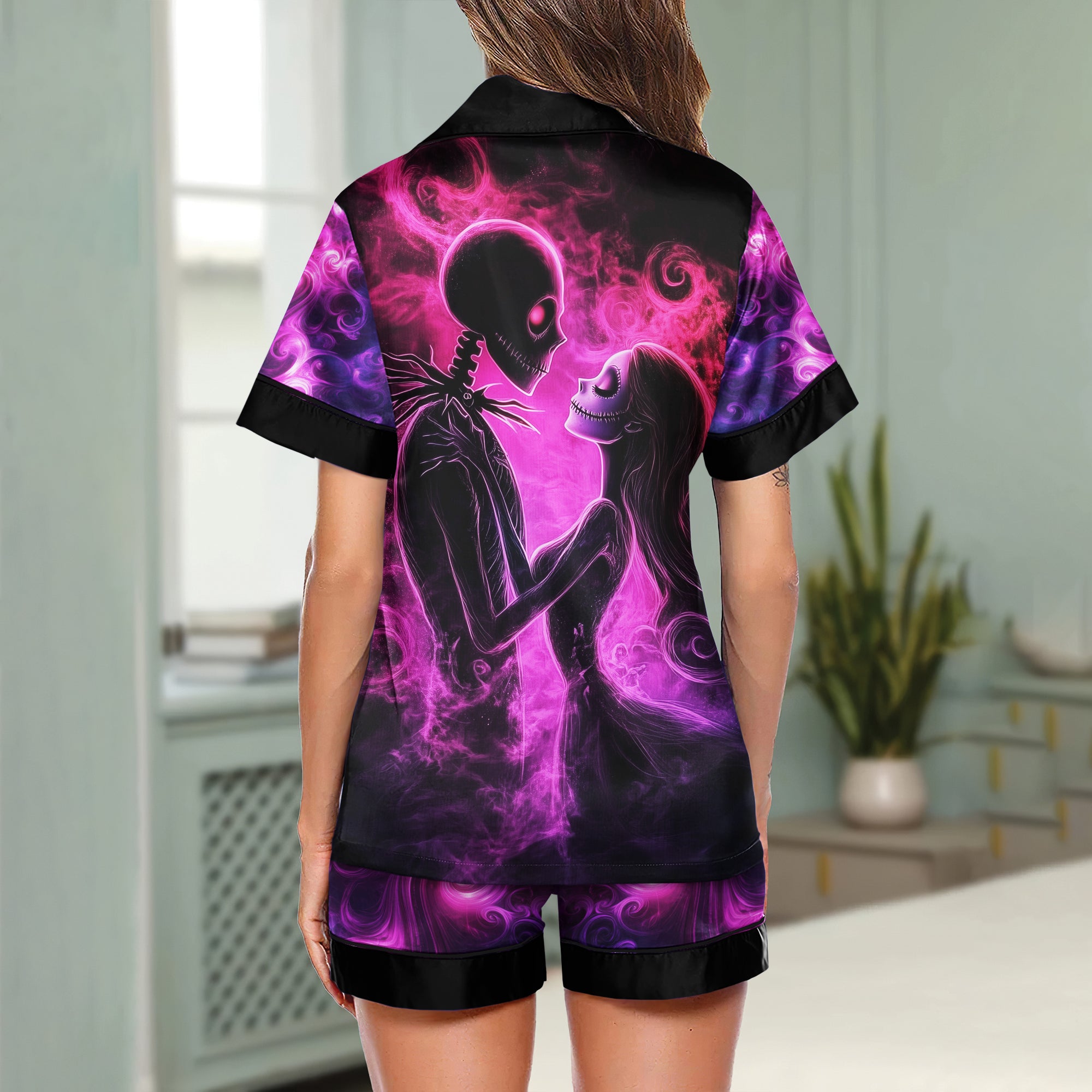 Purple Night Couple Women's Pajama Sets Top Sleeve & Short Bottom