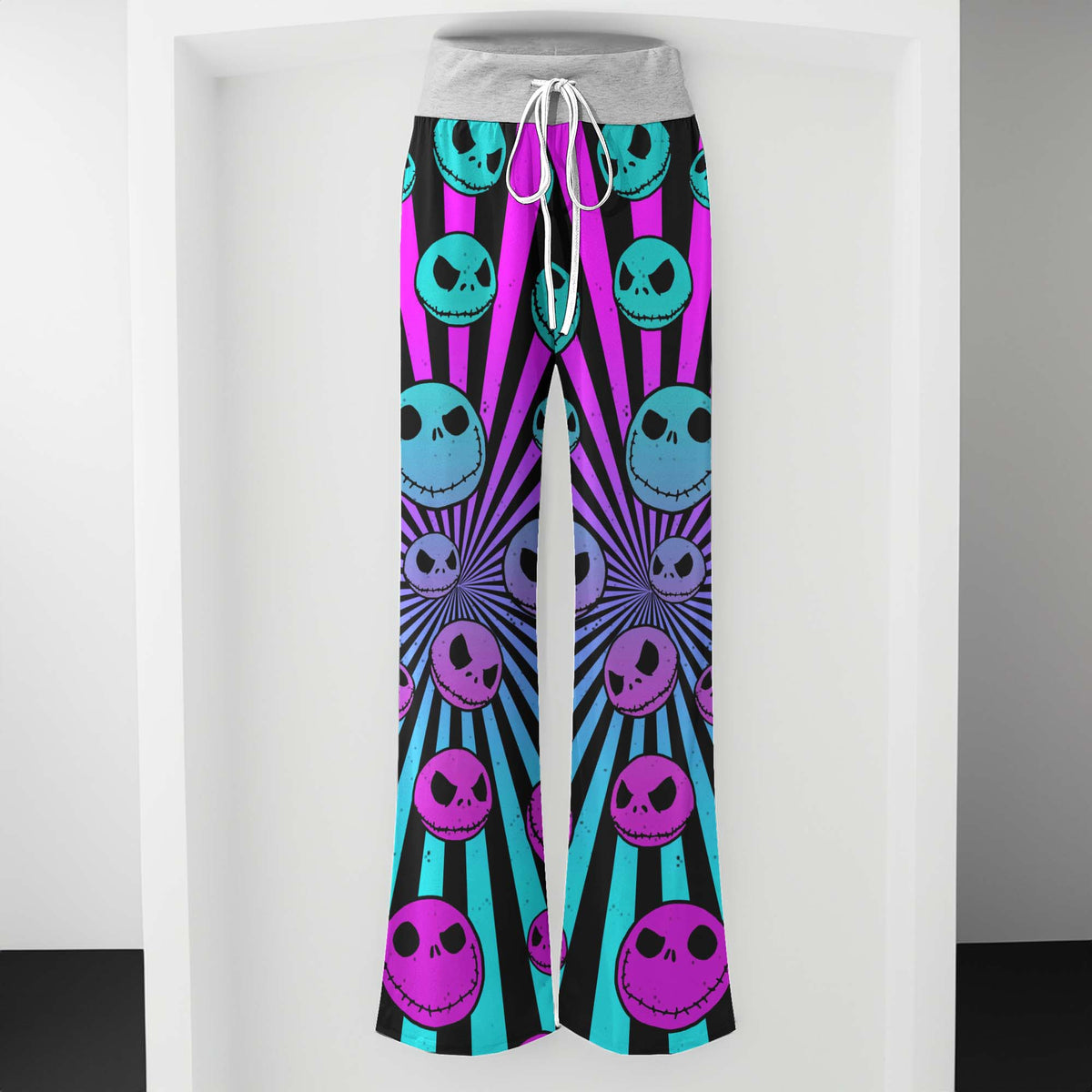 Neon Nightmare Skulls Women's High-waisted Wide Leg Pants