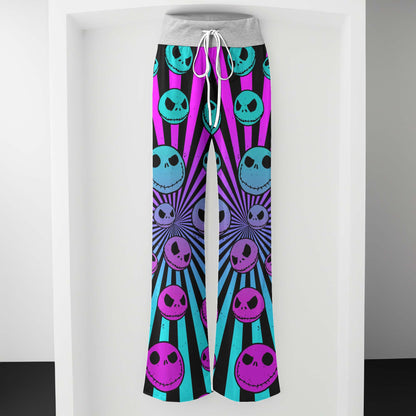 Neon Nightmare Skulls Women's High-waisted Wide Leg Pants