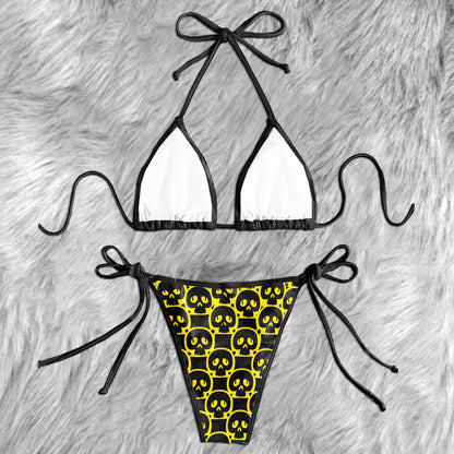 Abstract Geometric Skull Micro Triangle Bikini Swimsuit