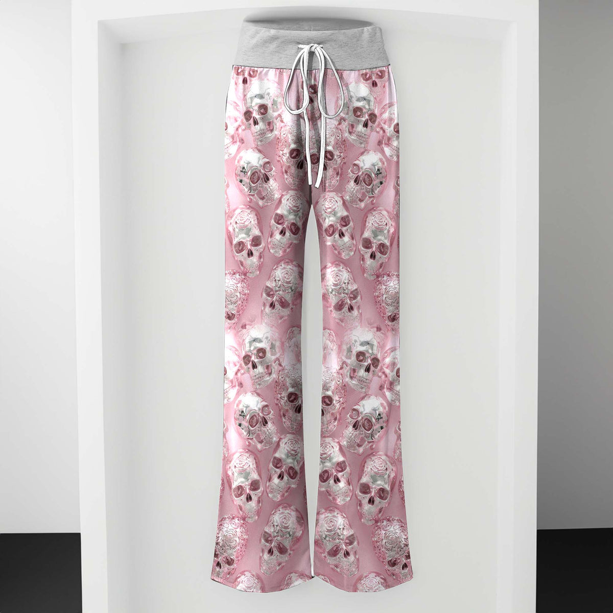 Neon Skull Mosaic Chrome Women's High-waisted Wide Leg Pants