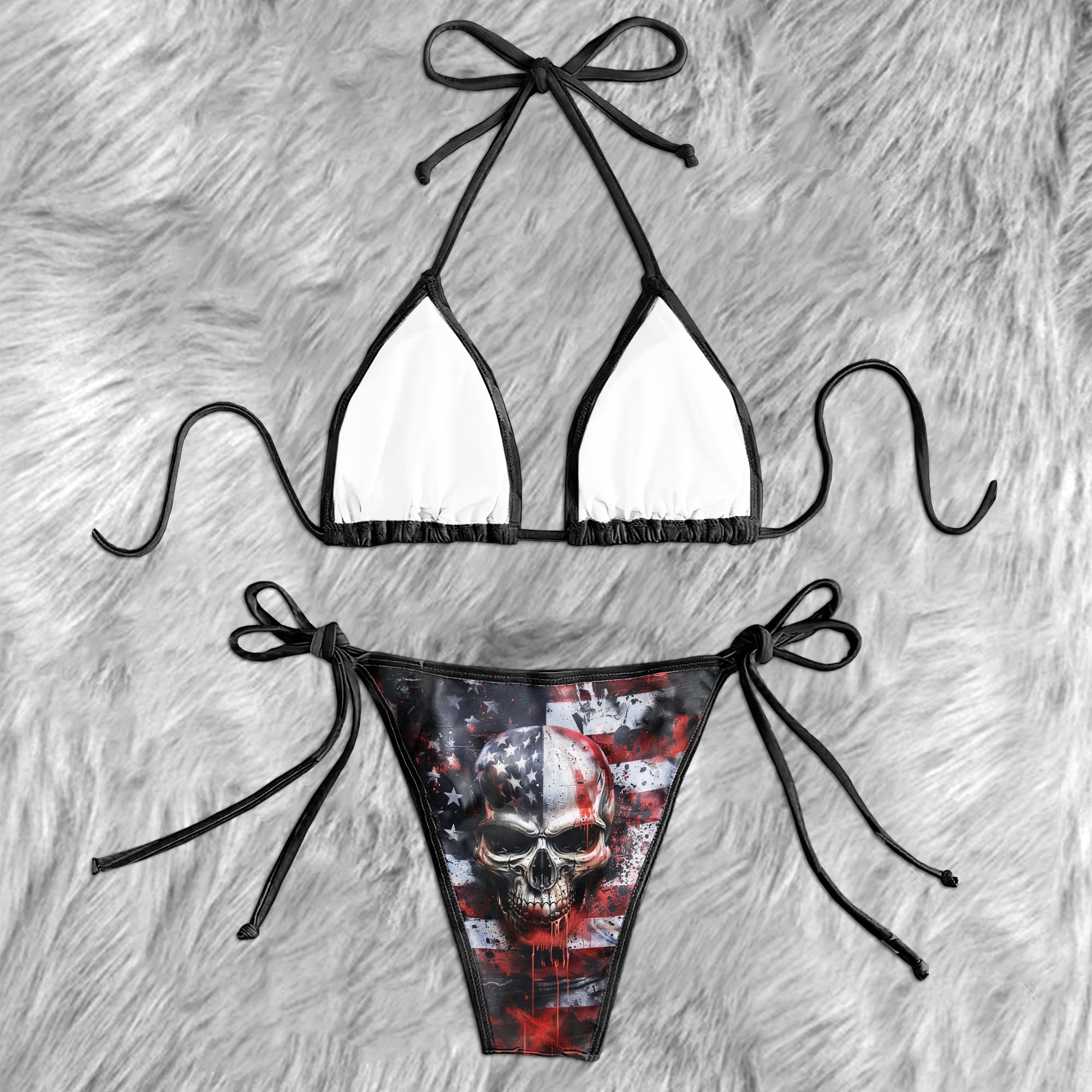 Scary Skull Flag Micro Triangle Bikini Swimsuit - Wonder Skull