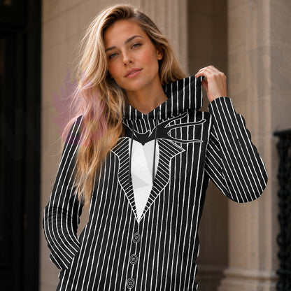 Women Hoodie and Leggings, Shadow Stripe Silhouette Art Outwear Pants Outfit