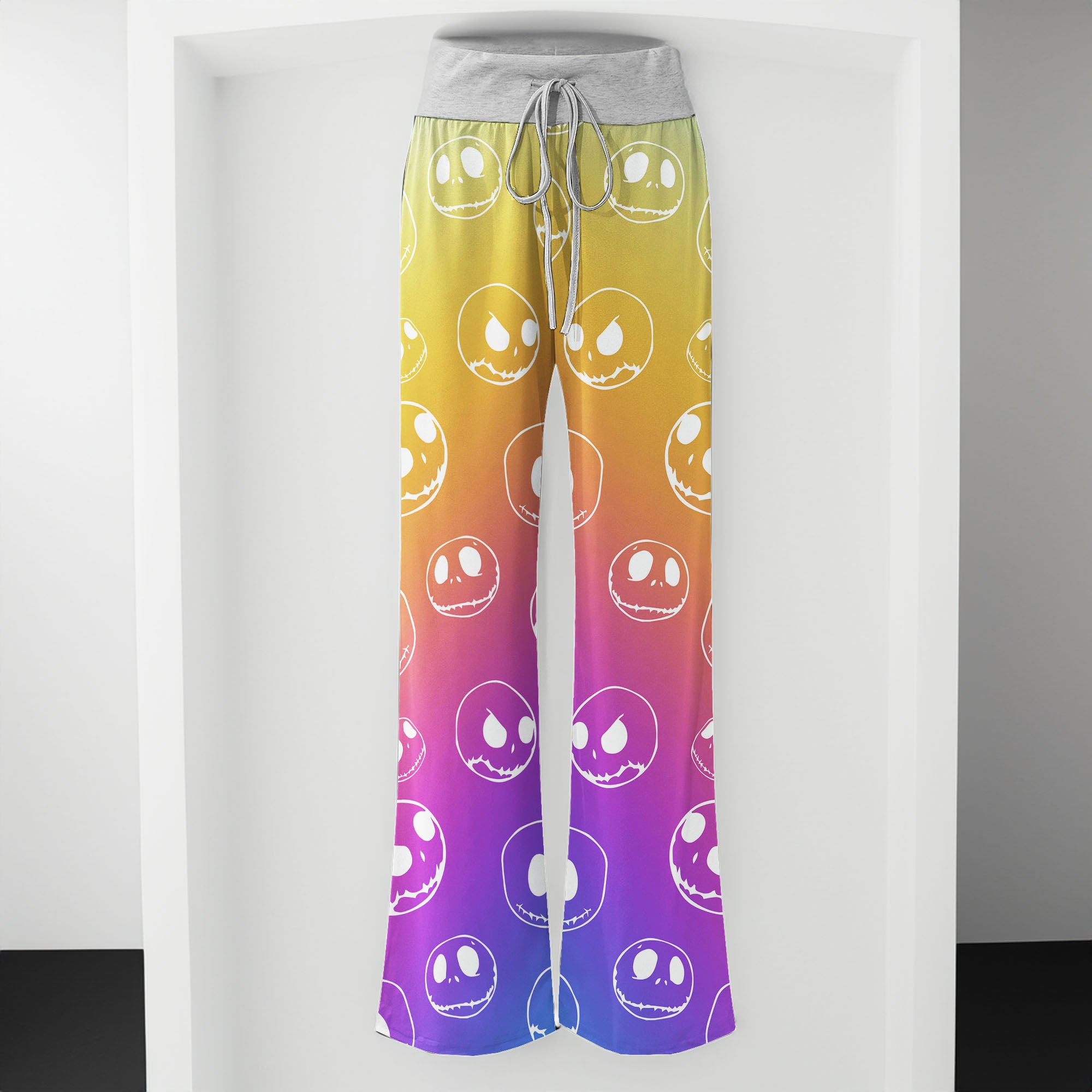 Pastel Nigthmare Pattern Women's High-waisted Wide Leg Pants