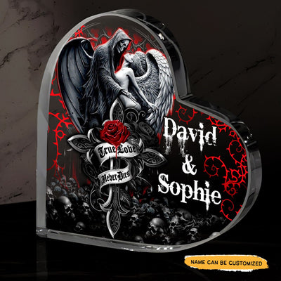 True Love Rose - Customized Skull Couple Crystal Heart Anniversary Gifts