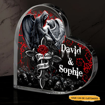 True Love Rose - Customized Skull Couple Crystal Heart Anniversary Gifts