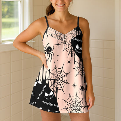 Pastel Spider Skull Short Cami Dress