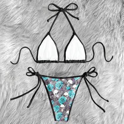 Vintage Floral Skull Seamless Micro Triangle Bikini Swimsuit
