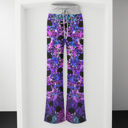 Galaxy Skull Butterfly Dream Women's High-waisted Wide Leg Pants