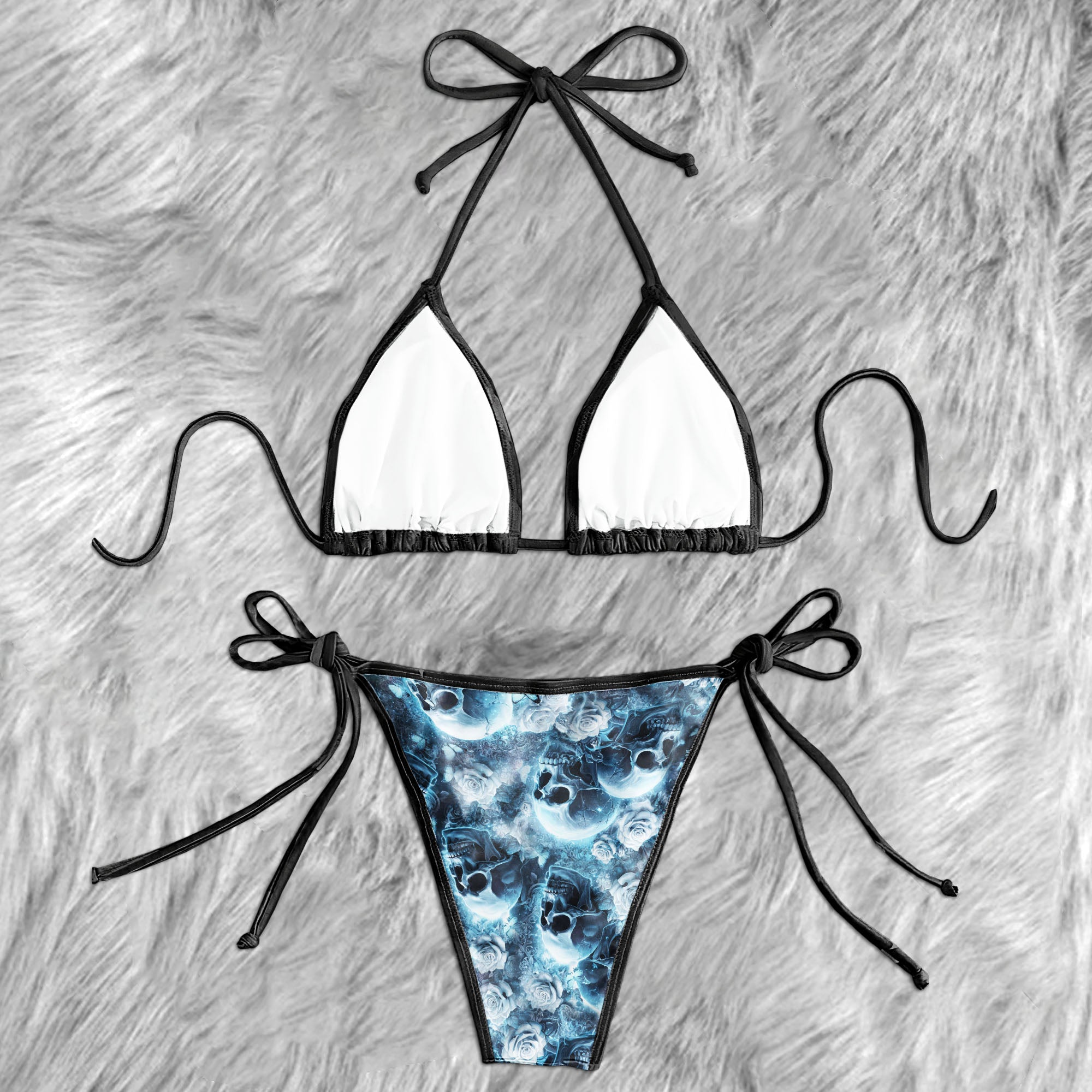 Frozen Roses & Silent Skulls Micro Triangle Bikini Swimsuit