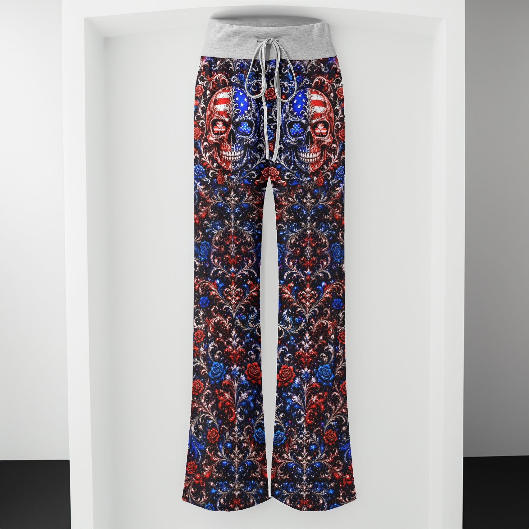 Baroque American Skull Women's High-waisted Wide Leg Pants
