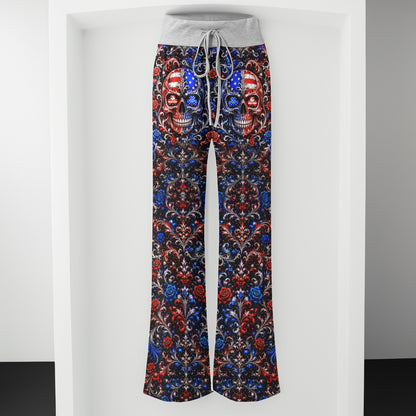 Baroque American Skull Women's High-waisted Wide Leg Pants
