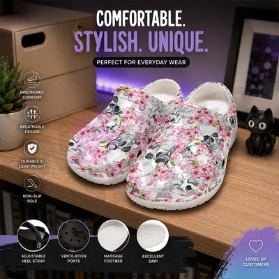 Wonder Skull Lightweight Clog Sandals are designed for all-day comfort. Featuring breathable ventilation holes, a cushioned footbed, and a pivoting heel strap, these versatile unisex clogs are perfect for use at home, outdoors, or at work — whatever your profession may be.