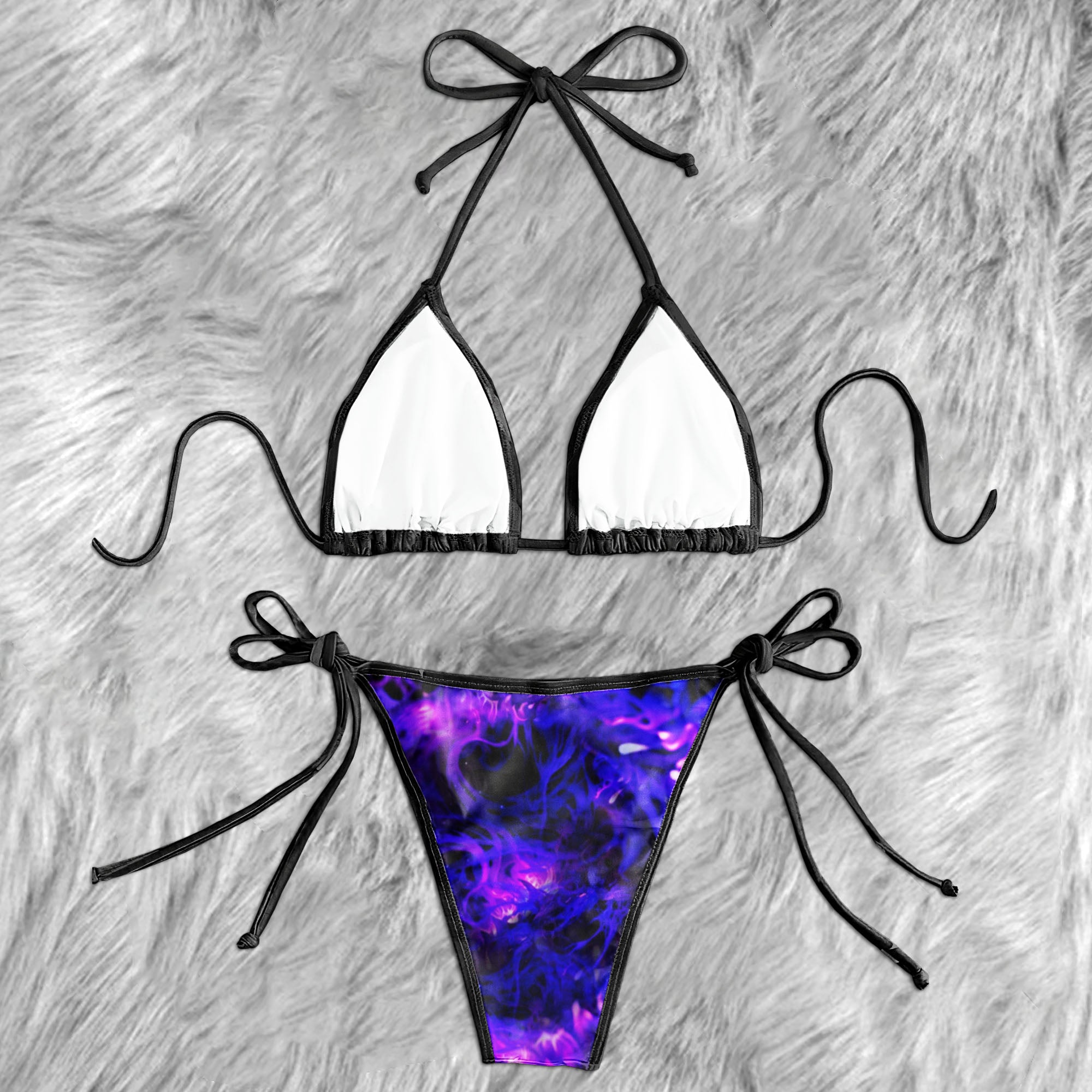 Purple Fire Skull Art Micro Triangle Bikini Swimsuit
