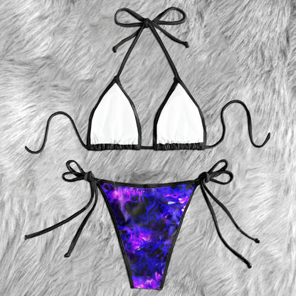 Purple Fire Skull Art Micro Triangle Bikini Swimsuit