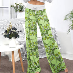 Green Baby Skull Women's High-waisted Wide Leg Pants | Wonder Skull