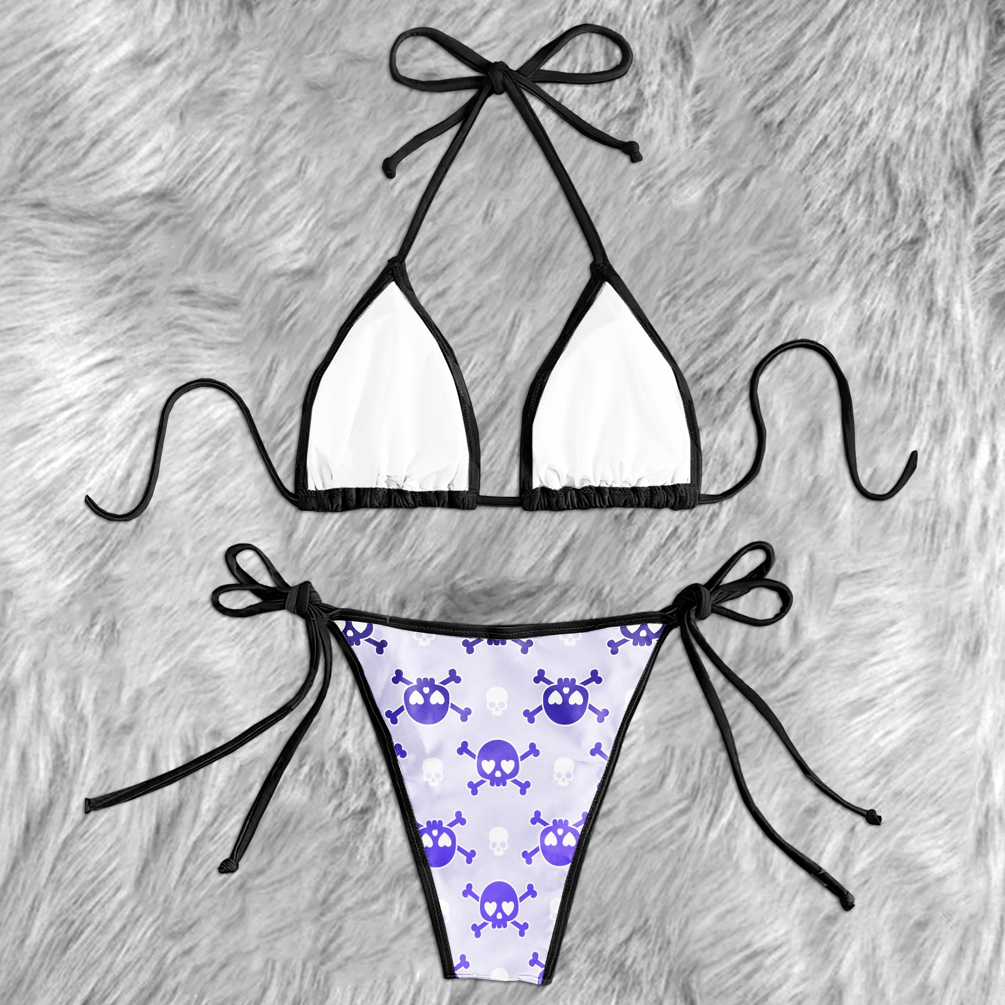 Pastel Purple Punk Skull Micro Triangle Bikini Swimsuit