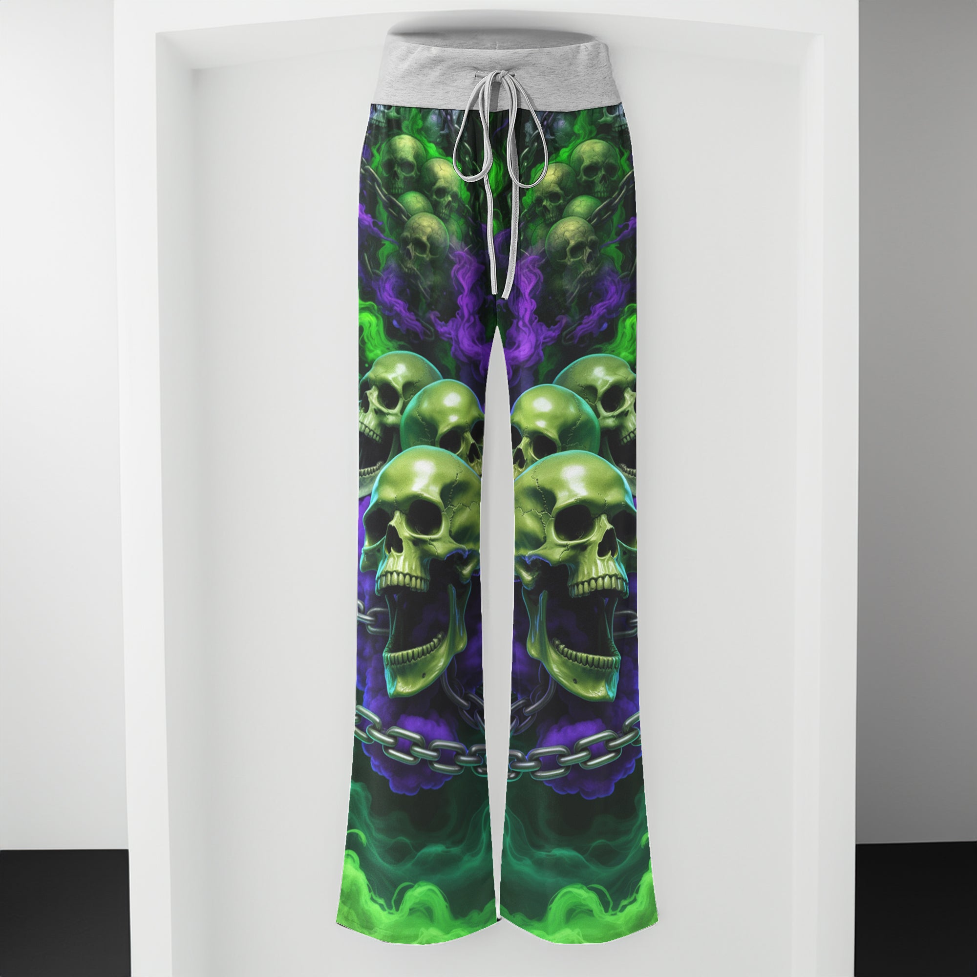 Soulbound Smoke Skull Women's High-waisted Wide Leg Pants