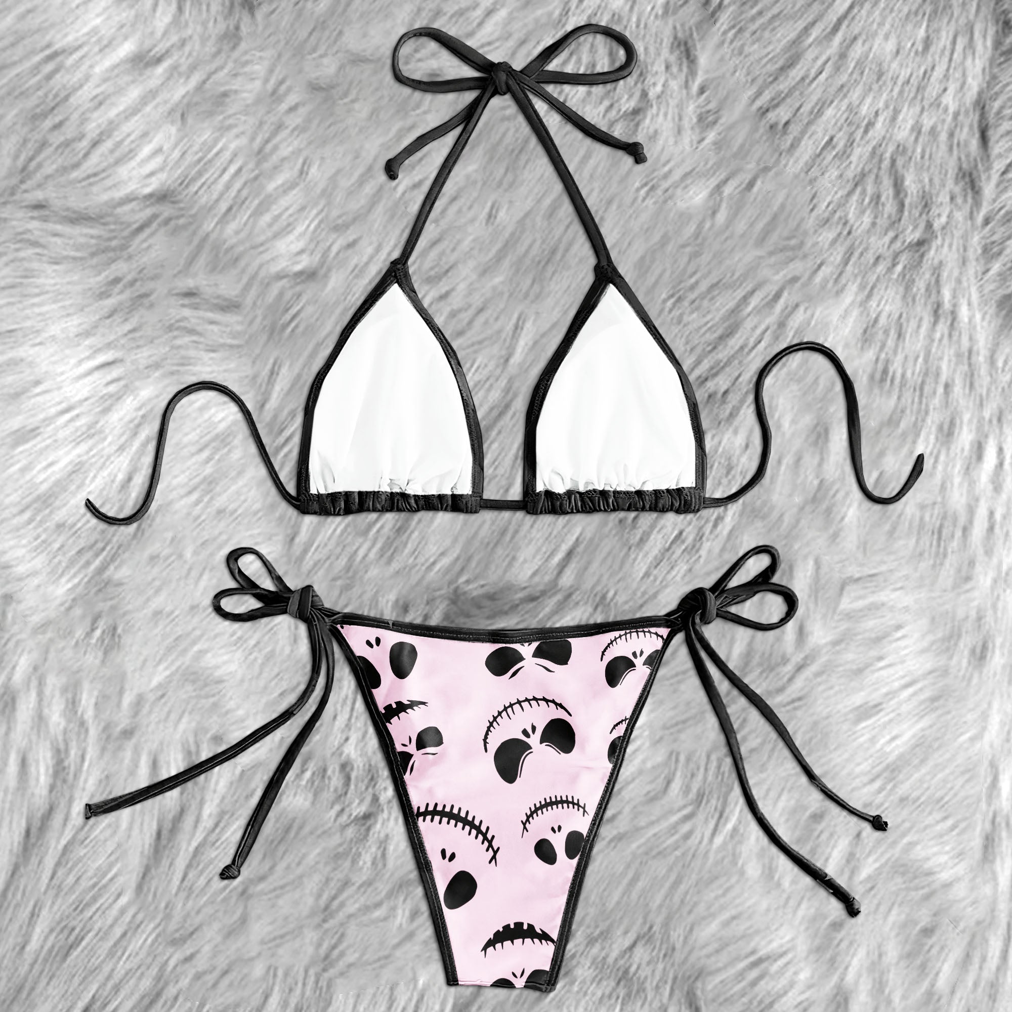 Gothic Giggles Pattern Micro Triangle Bikini Swimsuit