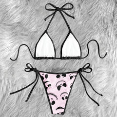 Gothic Giggles Pattern Micro Triangle Bikini Swimsuit
