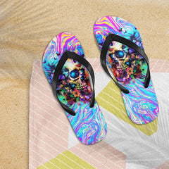 Image of a pair of beach flip flops with a sleek design, featuring a comfortable yoga mat footbed, non-slip sole, and water-friendly materials. Perfect for summer outings, beach walks, and casual occasions.