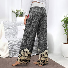 Lip Skull Gothic Women's High-waisted Wide Leg Pants | Wonder Skull