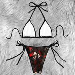 Blood Red Butterfly Skull Micro Triangle Bikini Swimsuit