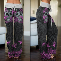 Skull Roots Rose Thorn Women's High-waisted Wide Leg Pants | Wonder Skull