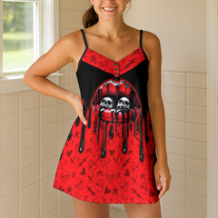 Dripping Inferno Lips Short Cami Dress