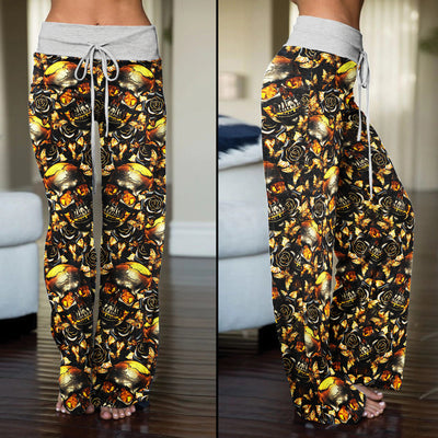 Gold Skull Silver Rose Women's High-waisted Wide Leg Pants | Wonder Skull