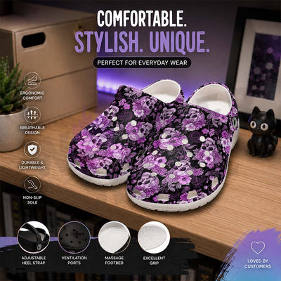 Wonder Skull Lightweight Clog Sandals are designed for all-day comfort. Featuring breathable ventilation holes, a cushioned footbed, and a pivoting heel strap, these versatile unisex clogs are perfect for use at home, outdoors, or at work — whatever your profession may be.