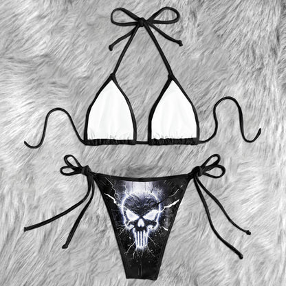 Electric Skull Discharge Micro Triangle Bikini Swimsuit