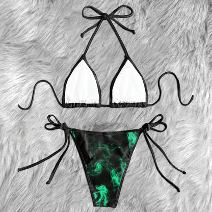 Green Skull Smoke Art Micro Triangle Bikini Swimsuit