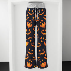 Scary Halloween Pattern Women's High-waisted Wide Leg Pants