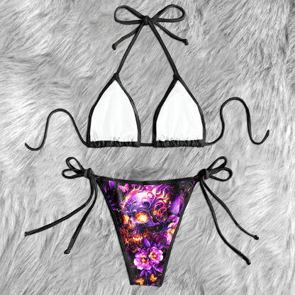 Purple Skull Fire Micro Triangle Bikini Swimsuit - Wonder Skull