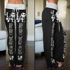 Love Nightmare Couple Women's High-waisted Wide Leg Pants | Wonder Skull