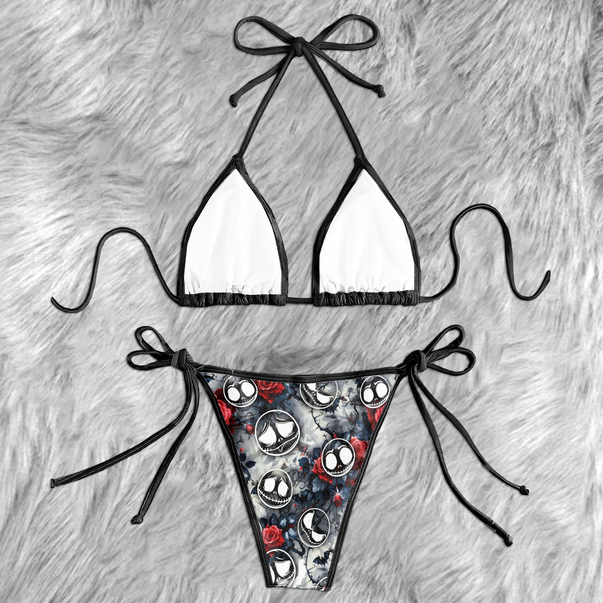 Haunted Bloom Seamless Pattern Micro Triangle Bikini Swimsuit