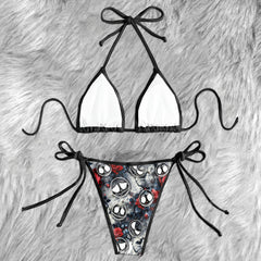 Haunted Bloom Seamless Pattern Micro Triangle Bikini Swimsuit