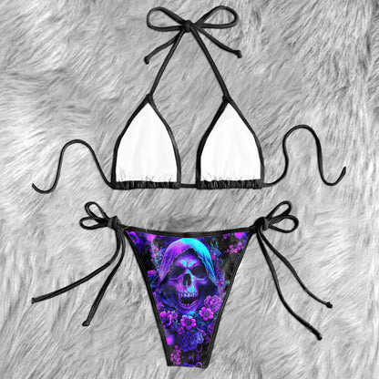 Purple Scary Skull Micro Triangle Bikini Swimsuit - Wonder Skull