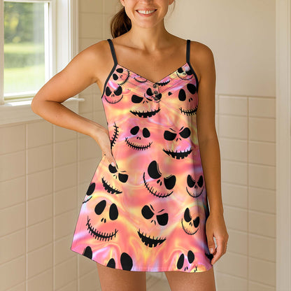 Holographic Night Smiley Short Cami Dress