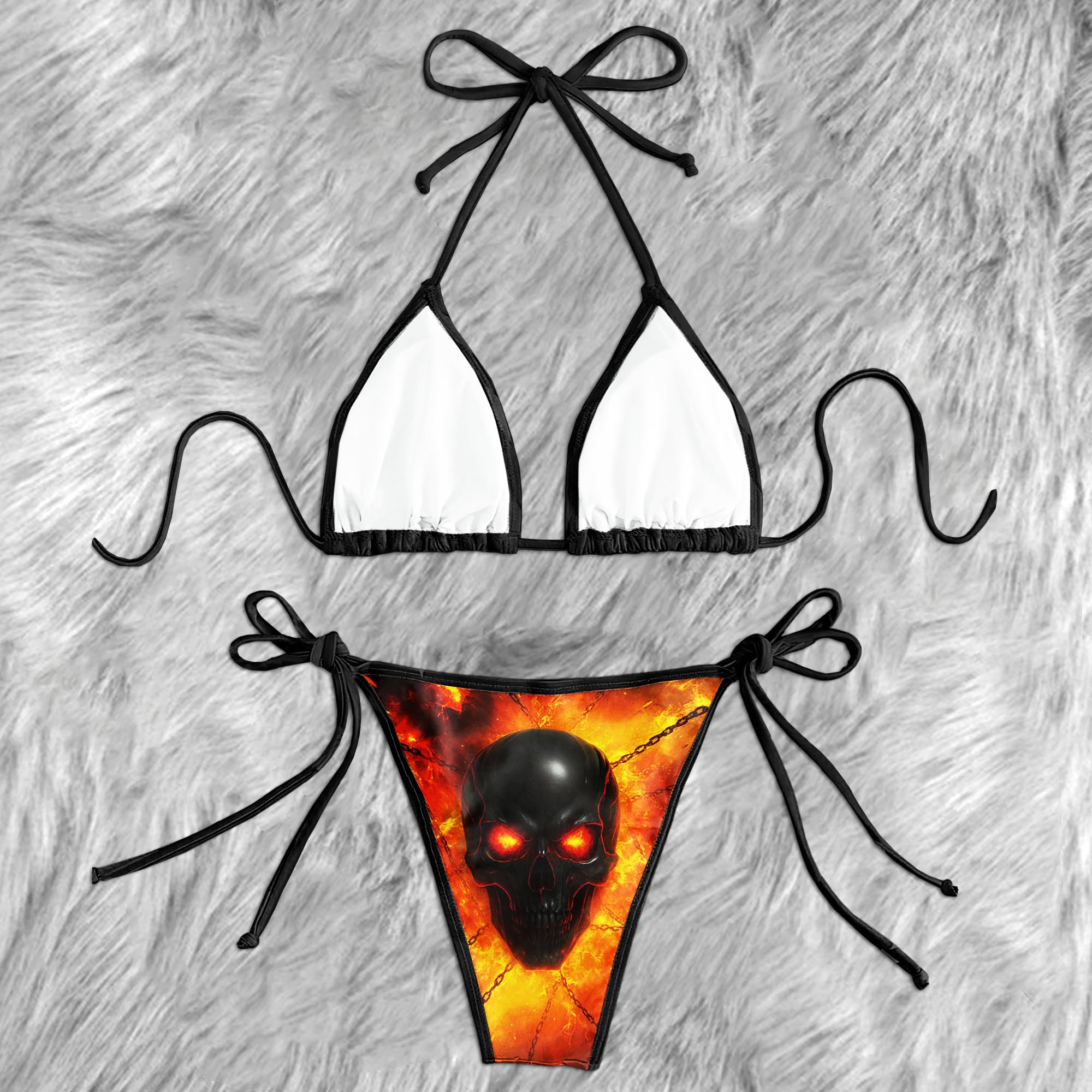 Inferno Chain Skull Art Micro Triangle Bikini Swimsuit