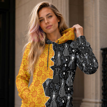 Women Hoodie and Leggings, Golden Blooms & Gothic Couture Outwear Pants Outfit