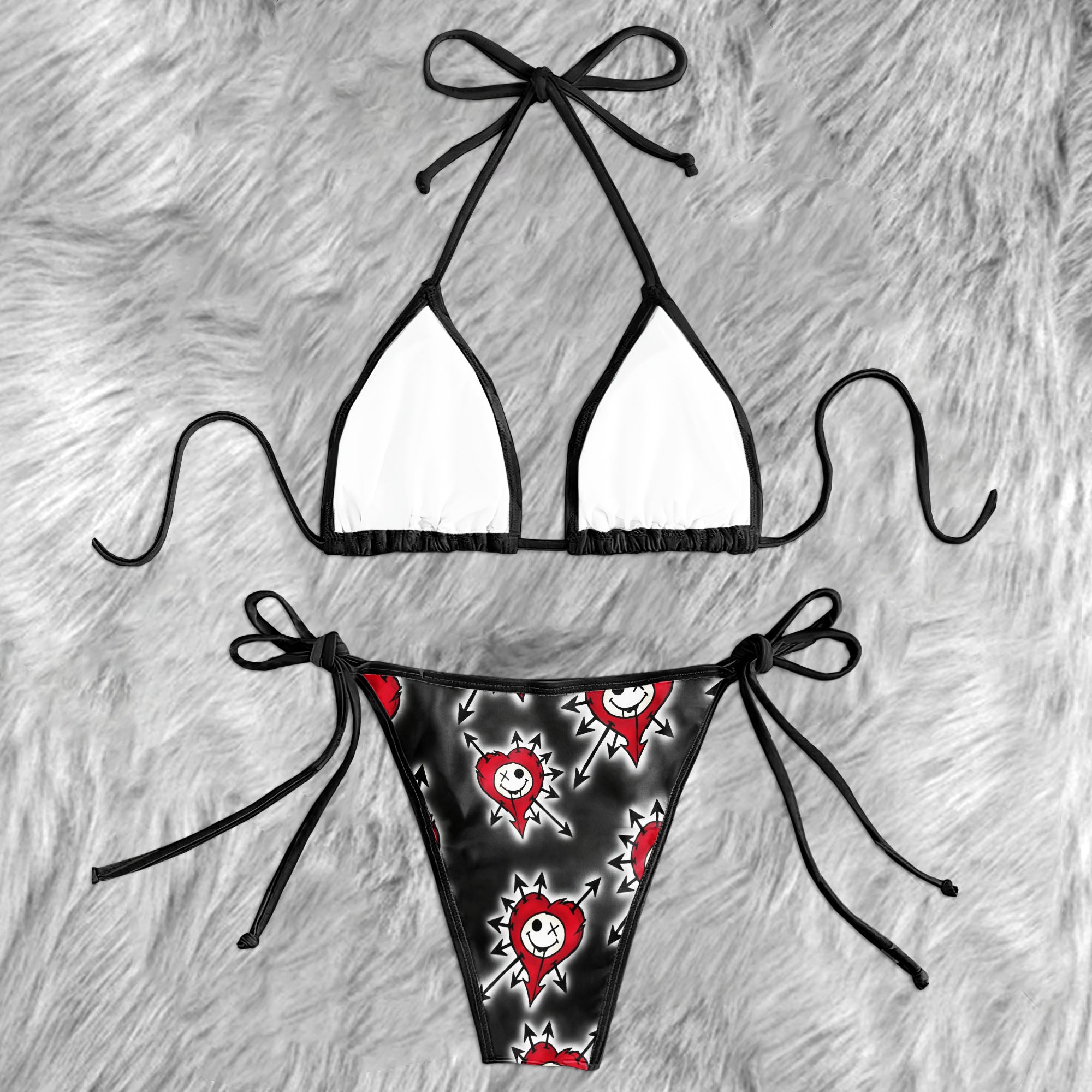 Punk Rock Skull Heart Micro Triangle Bikini Swimsuit