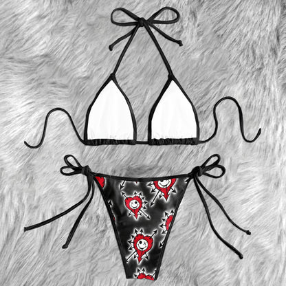 Punk Rock Skull Heart Micro Triangle Bikini Swimsuit