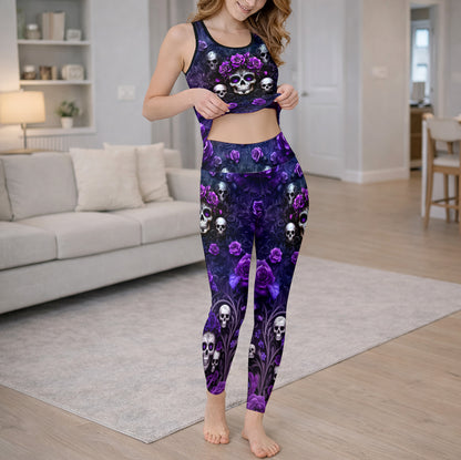 Gothic Violet Skull Art Tanktop and Legging
